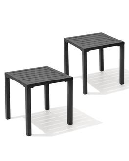 Crestlive Products - Aluminum Square Side Table Small Patio Coffee Bistro - Black