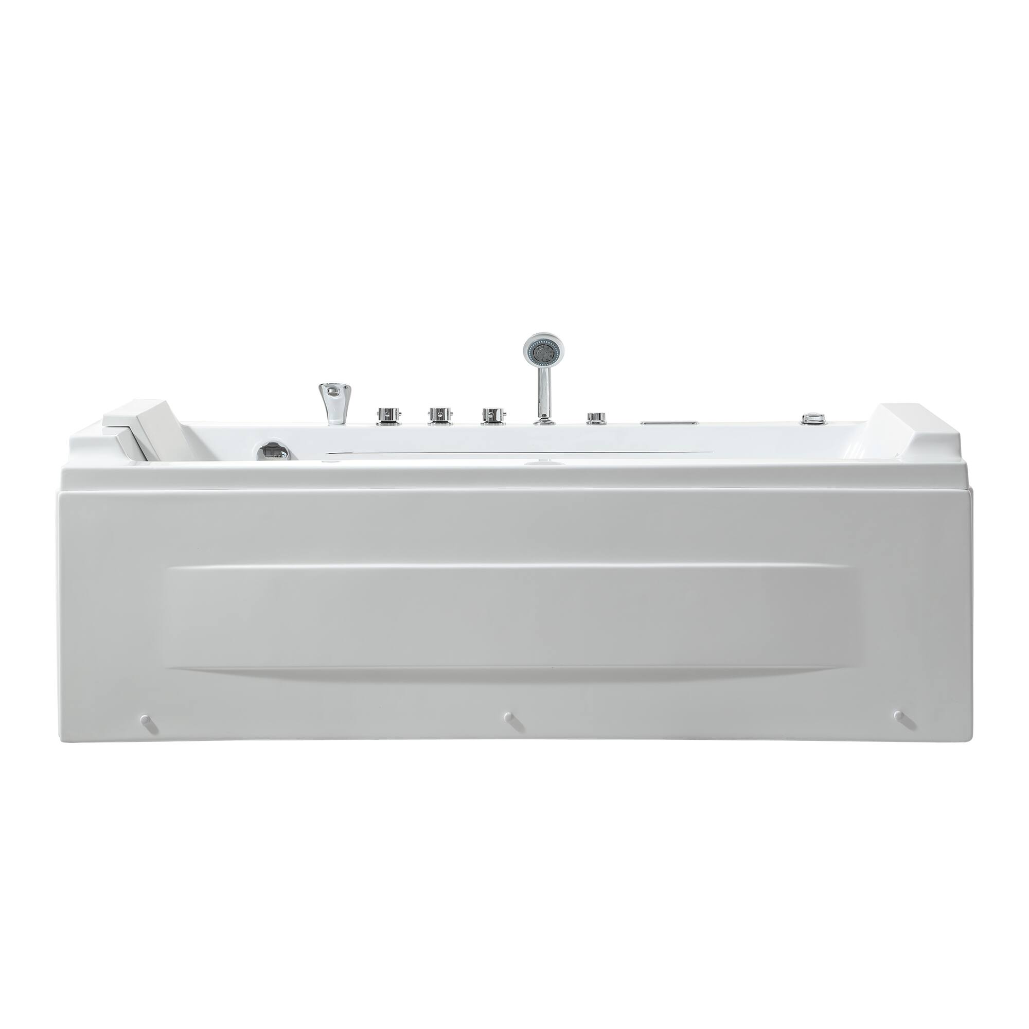 Angle. Empava - 71 in. x 29 in. Alcove Whirlpool Air Combination Bathtub Rectangular Bath with Left Drain and Waterfall in White - White.