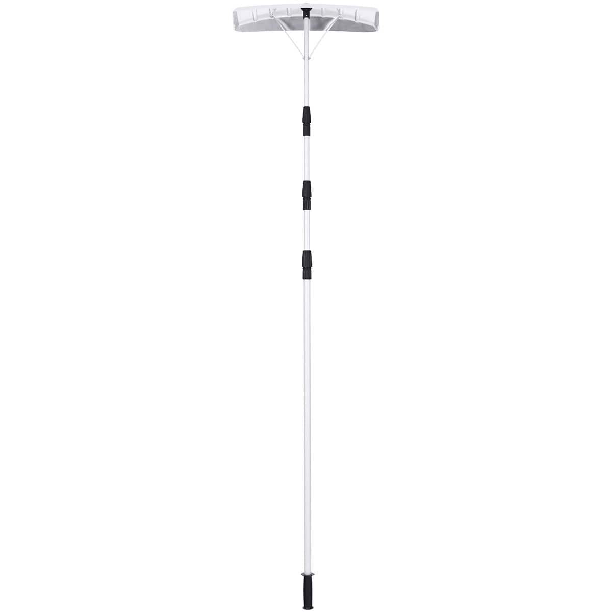 Front. Costway - 21FT Telescoping Snow Roof Rake Shovel Large Poly Blade Aluminum Tube Non-Slip Handle - silvery white.