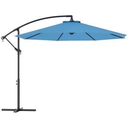 Outsunny - Cantilever Tilt Offset Patio Umbrella w/ UV & Water Safe Material & Cross Base (Weight Not Included) - Blue