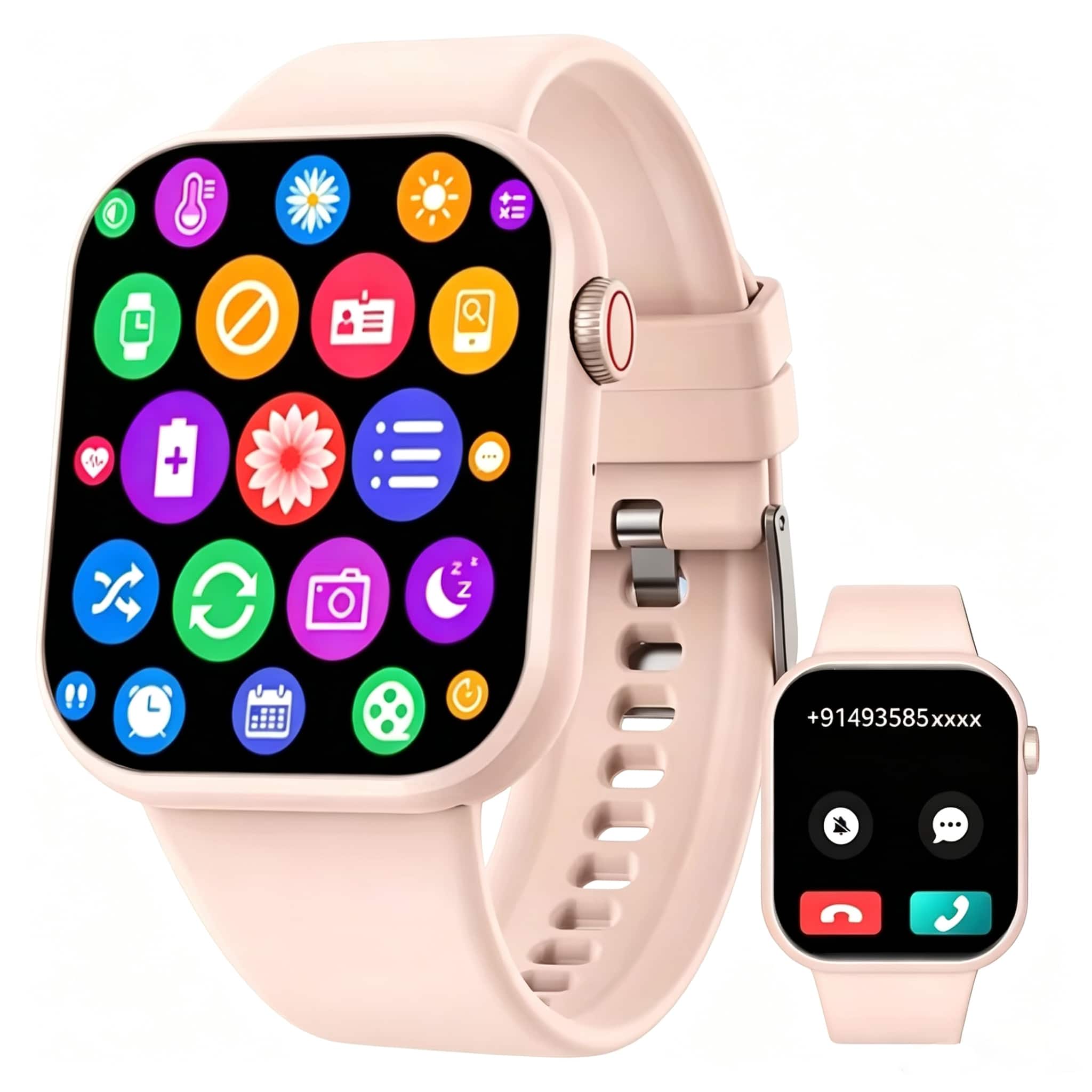 PRIMEPLUS - 1.83" Smart Watch, 24/7 HR/BP/SpO2/Sleep Monitor, 100+ Sports, 10 Days Battery, BT Call, IP67 - Pink - (2025)