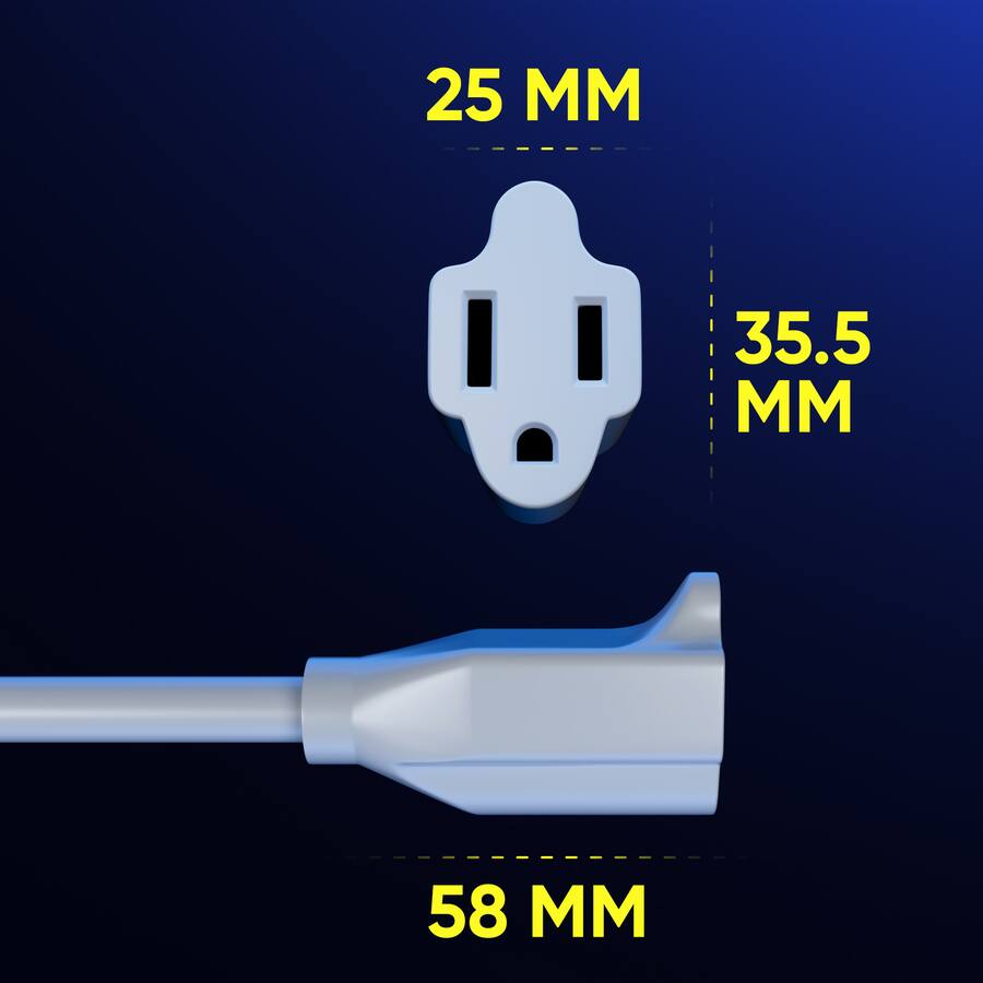 Maximm 3 Feet 14Awg 360° Rotating Flat Plug Extension Cord / Wire, 3 ...