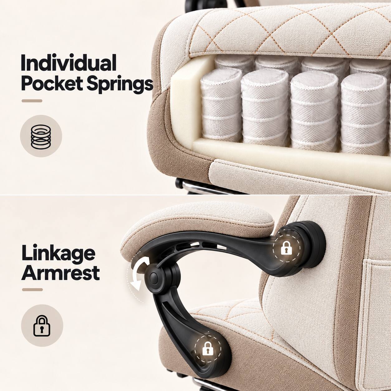 Individual Pocket Springs

Linkage Armrest