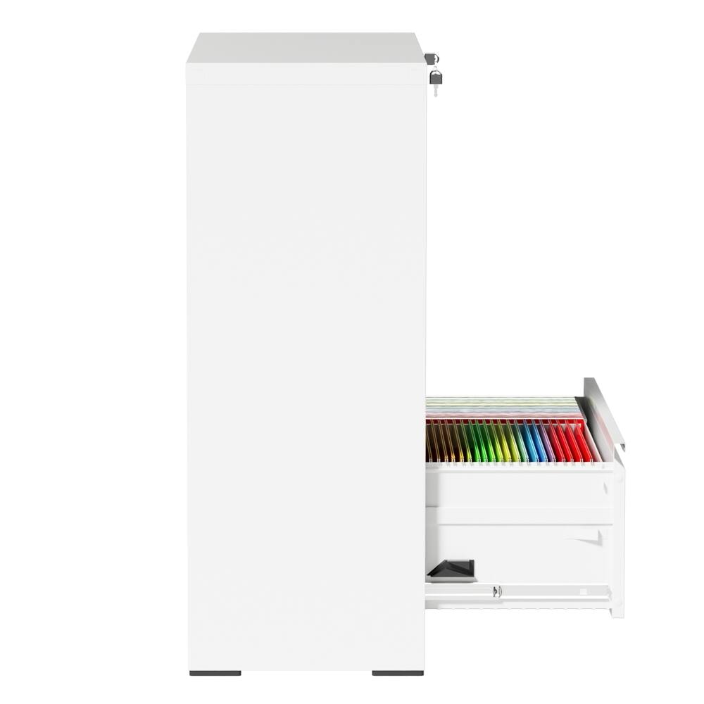 Alt View 9. Loheer - Loheer 3 Drawer Lateral File Cabinet White Metal Locking Filing Cabinet for Home Office.