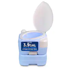 SereneLife - 4 Gal Portable Camping Toilet – 100+ Flushes, Porta Potty with Hand Sprayer for Camping, Hiking - Moonwhite