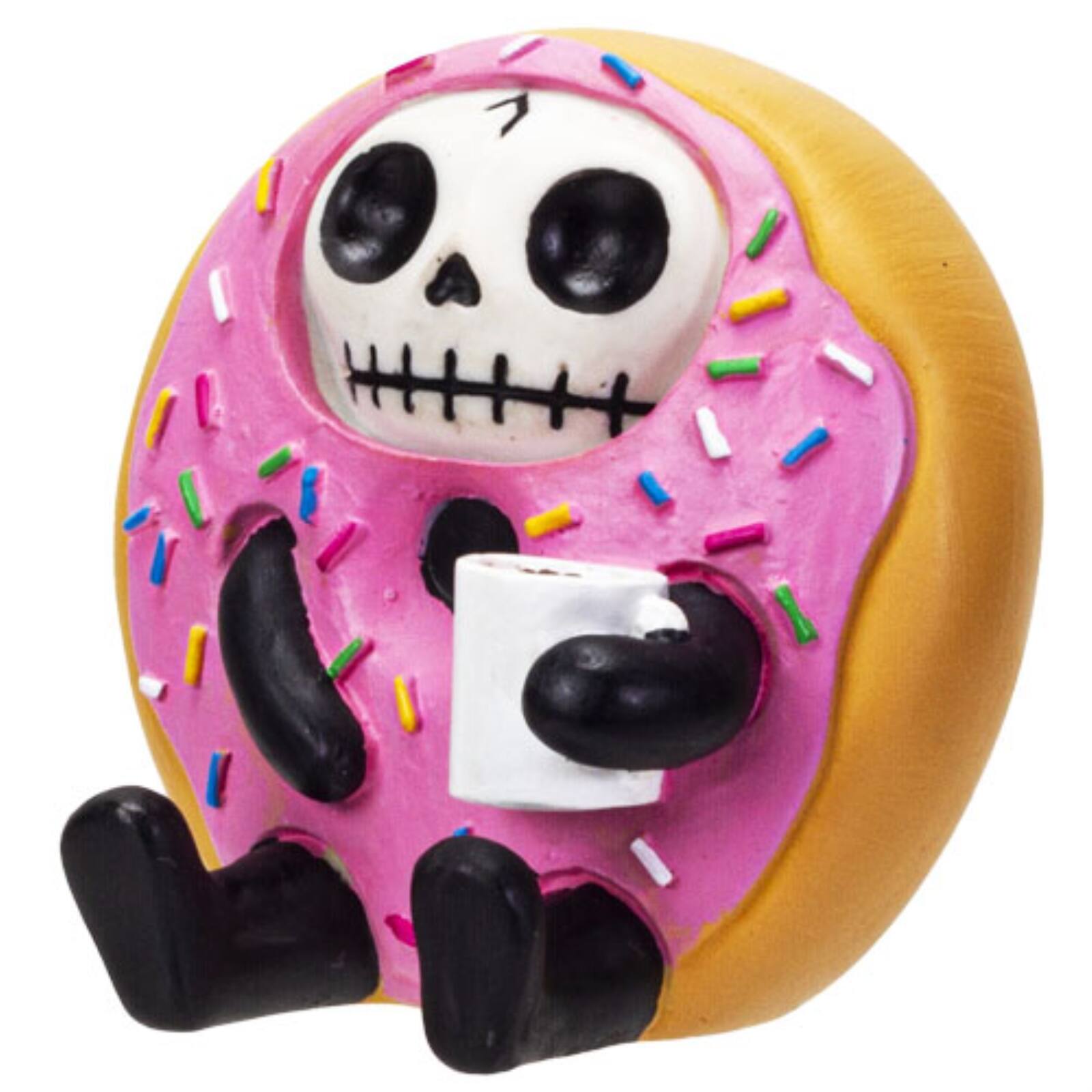 Angle. Pacific Trading - Furrybones Donatsu Skeleton in Donut Costume Figurine - Pink.