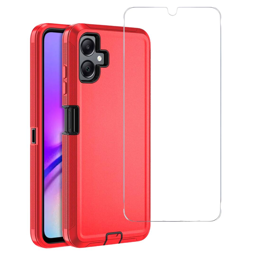 Front. Entronix - Entronix Heavy Duty Protection Bundle for Samsung Galaxy A06 - Case & Screen Protector - Red.