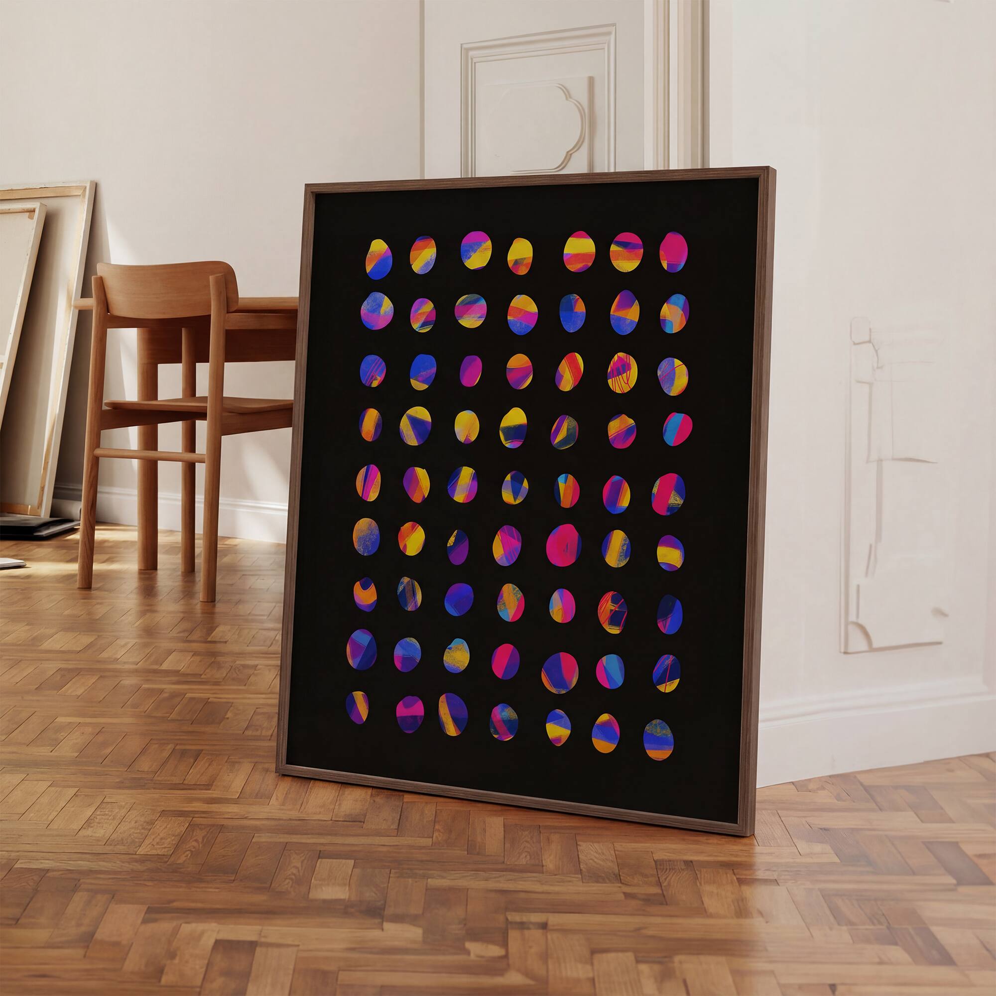 Alt View 2. HOMLUX - 1 Piece Framed Abstract Canvas Wall Art Background Colorful Circle Wall Decor Decorative Canvas Print 24 in. x 18 in. - Multi-Colored.