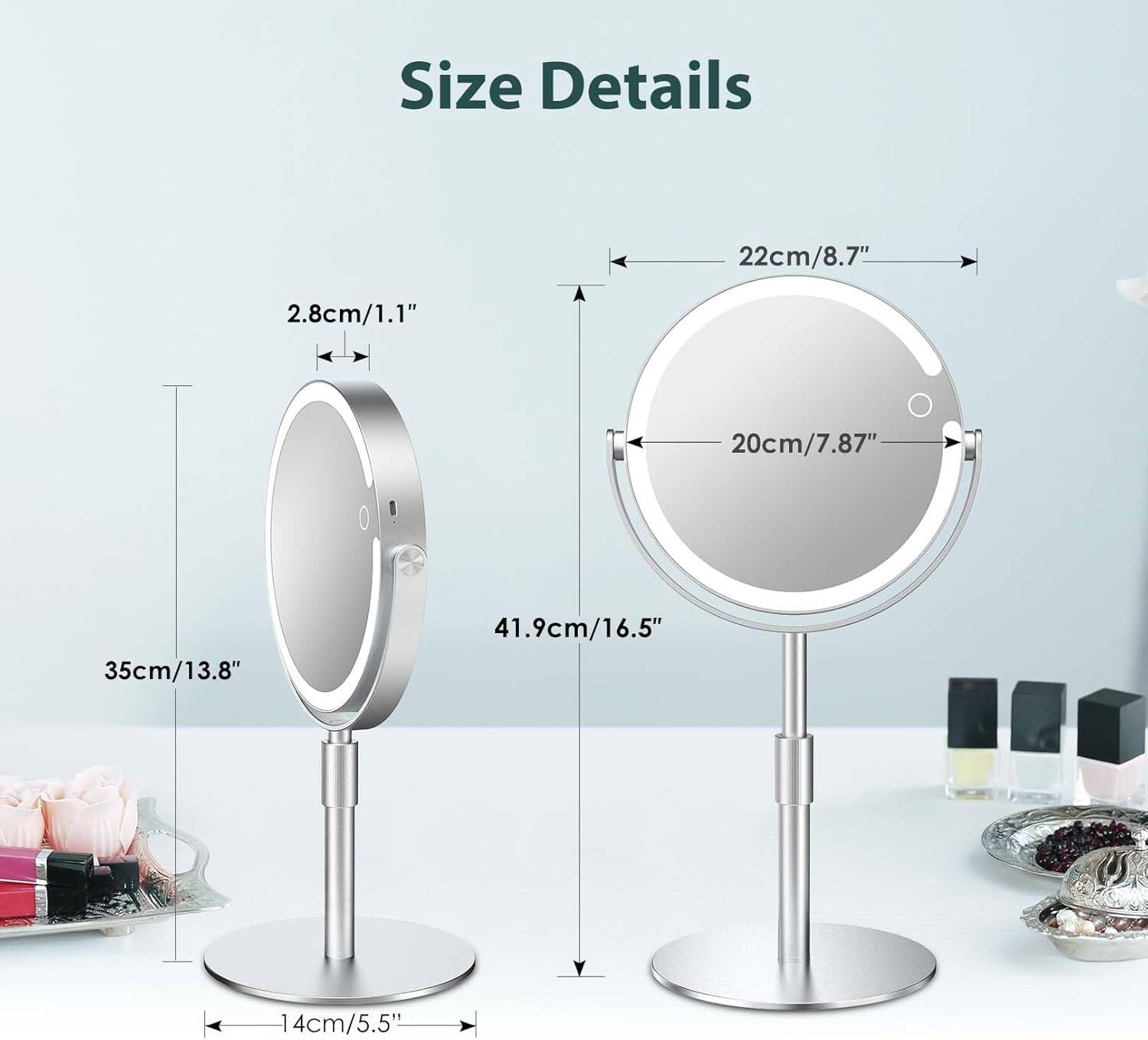 Size Details

- 22cm/8.7"
- 20cm/7.87"
- 41.9cm/16.5"
- 35cm/13.8"
- 14cm/5.5"
- 2.8cm/1.1"