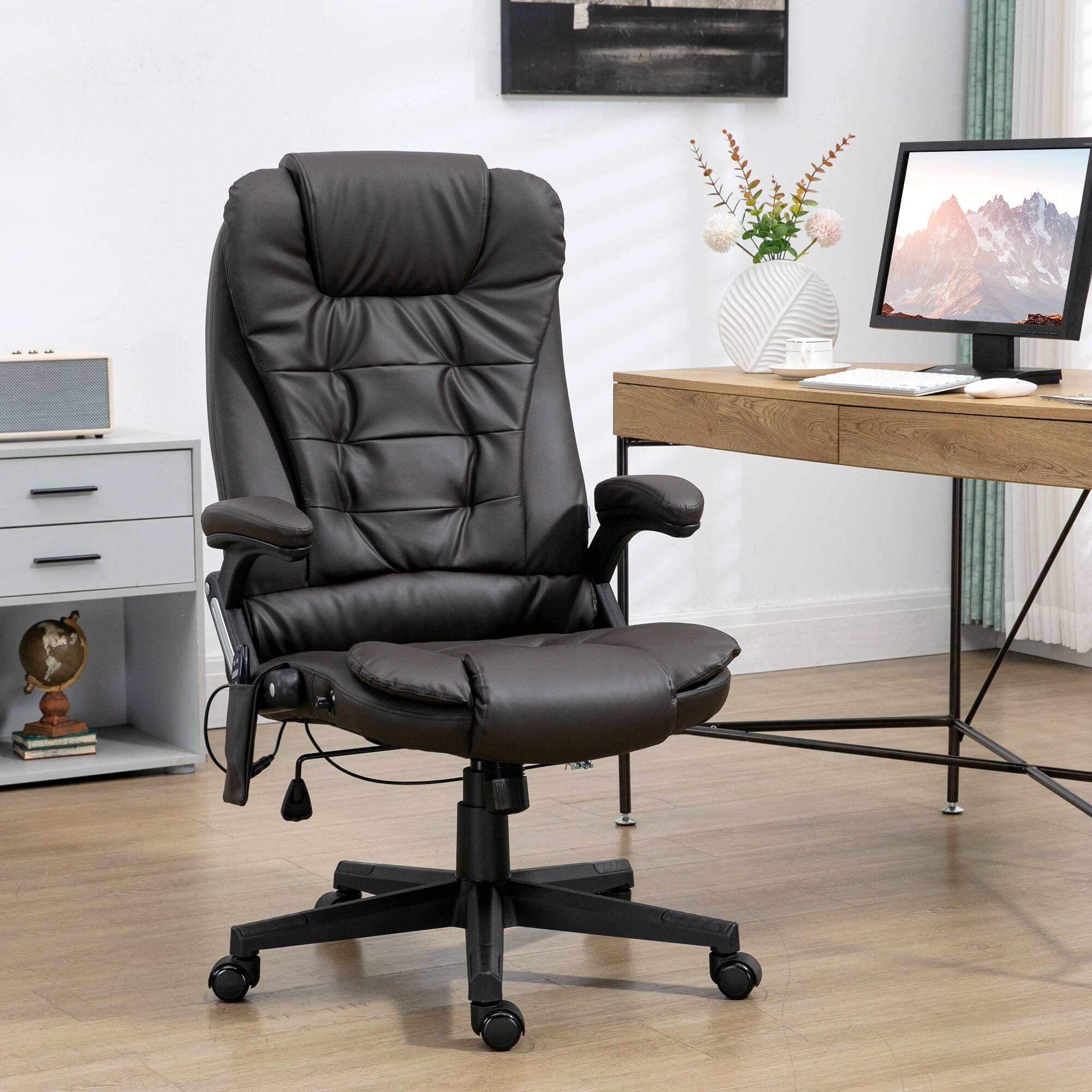 Angle. Homcom - Vibration Massage Office Chair with Heat, Remote - brown.