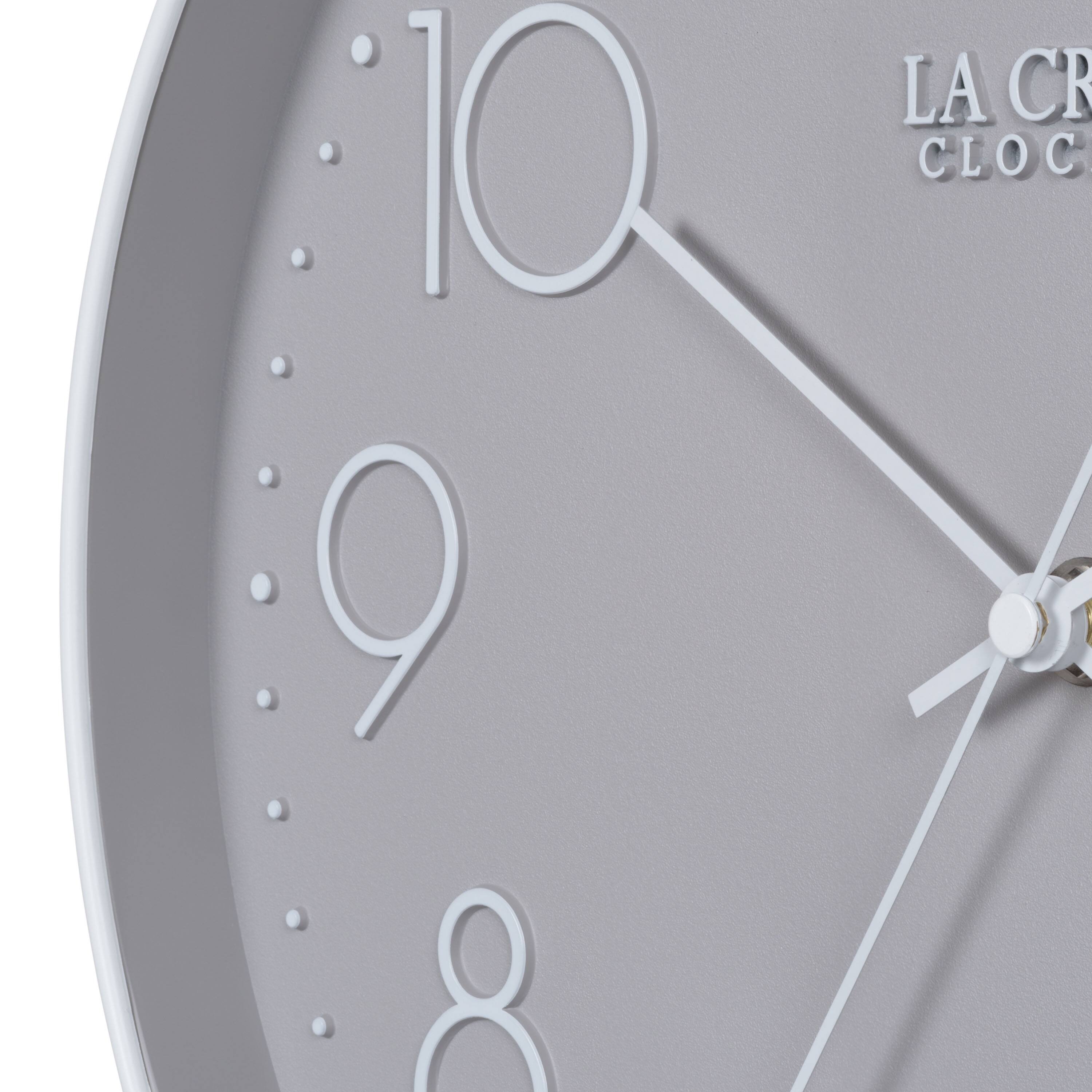 Left. La Crosse Clock Co. - 12 Inch Paxton Gray Silent Sweep Analog Quartz Wall Clock - Gray.