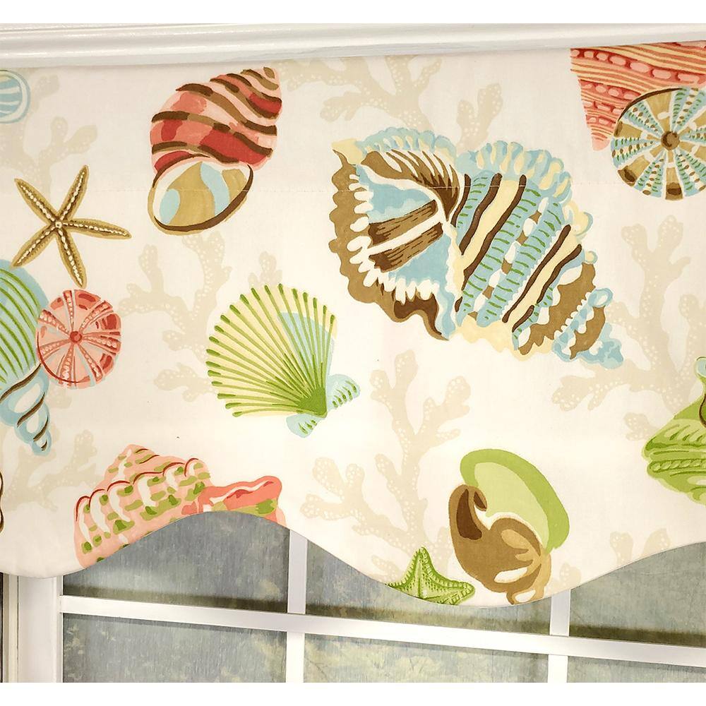 Left. RLF Home - RLF Home Bay Beach Provance 3" Rod Pocket Lining Luxurious and Elegant Window Treatment Valance 50" x 15" Multi - Multi.