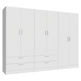 Madesa - 6 Doors 4 Drawers Wardrobe Set with Shelves and Hanging Space 94"L - White