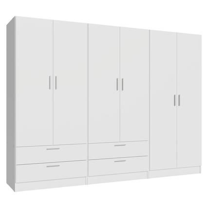 Front. Madesa - MADESA 6 Doors 4 Drawers Wardrobe Set with Shelves and Hanging Space 94"L- White - White.