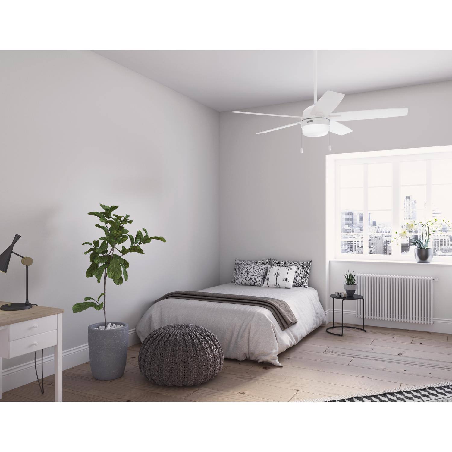 Left. Hunter - Hunter Anisten 52 in. White LED Indoor Ceiling Fan.
