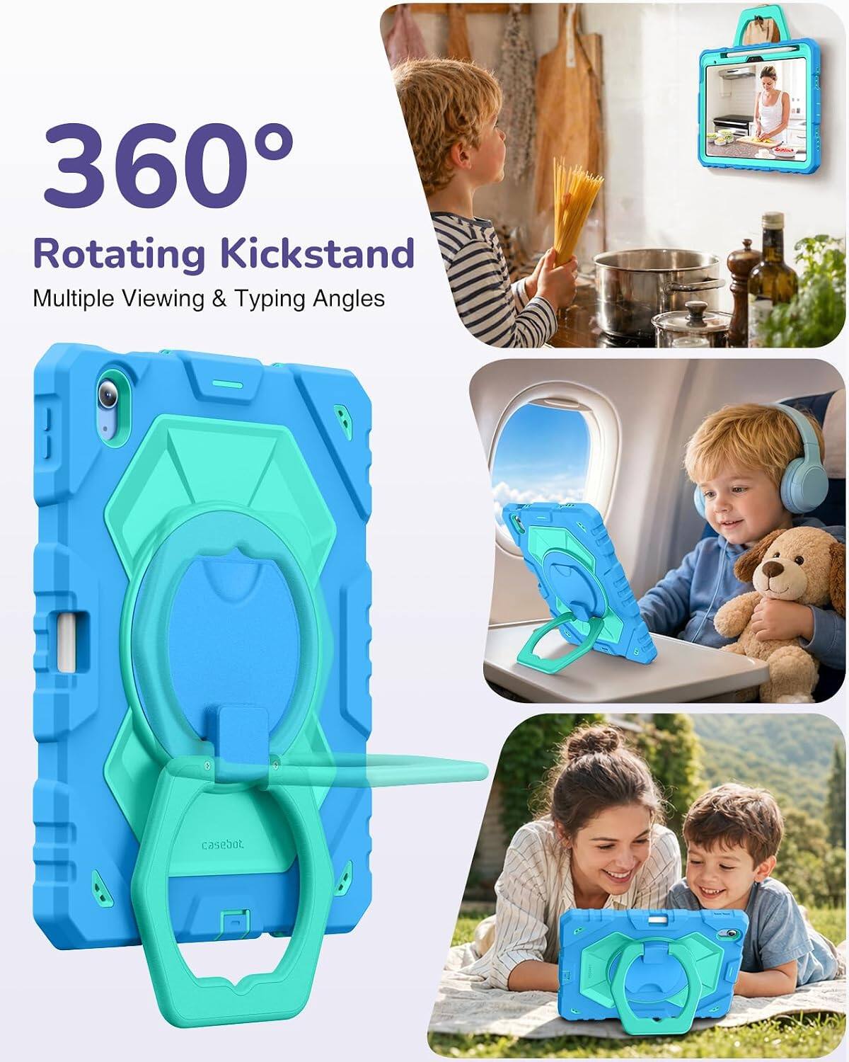 360° Rotating Kickstand  
Multiple Viewing & Typing Angles
