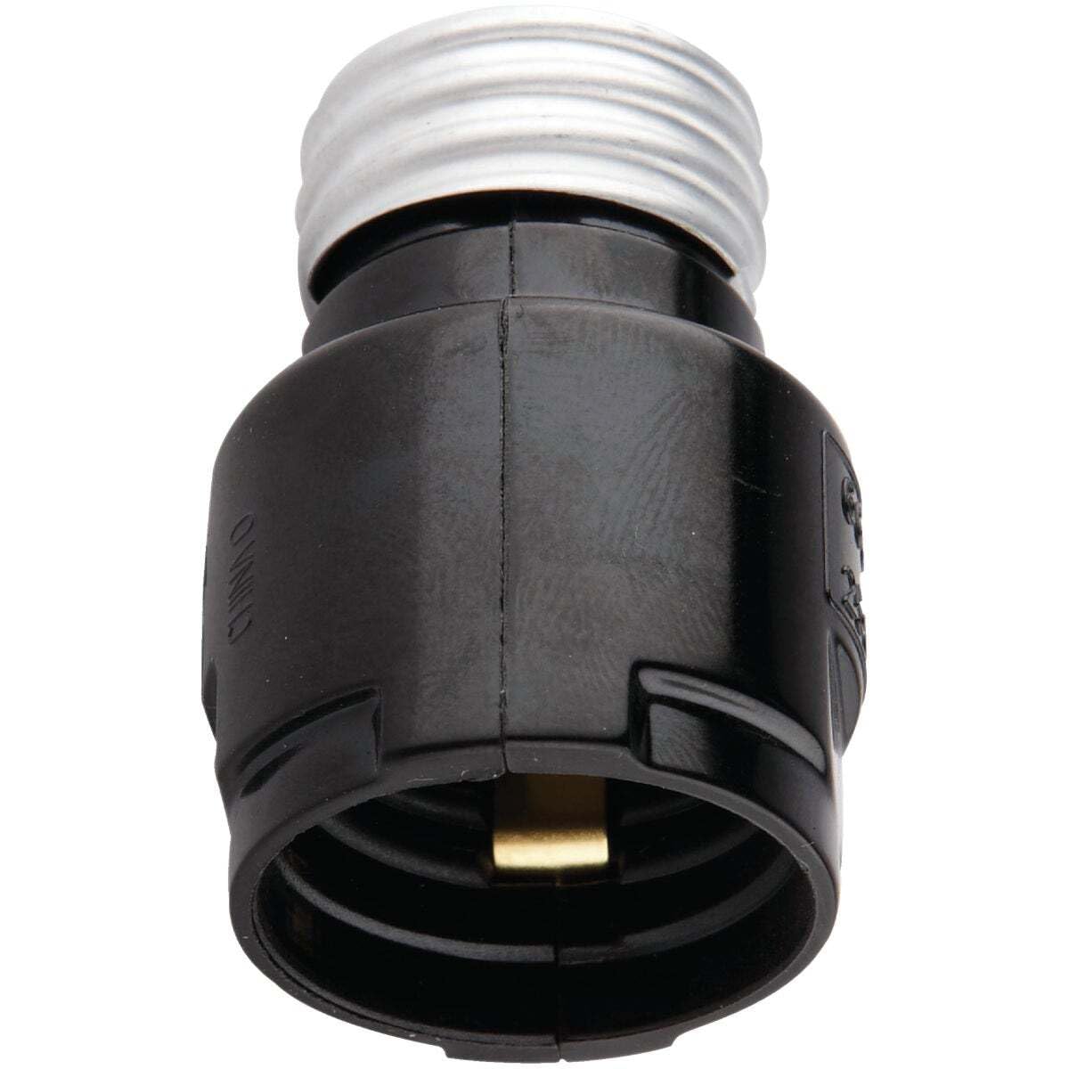 Left. Leviton - Medium-Medium Base Phenolic Lampholder Adapter One-Piece 1-3/16 Inch - Black.