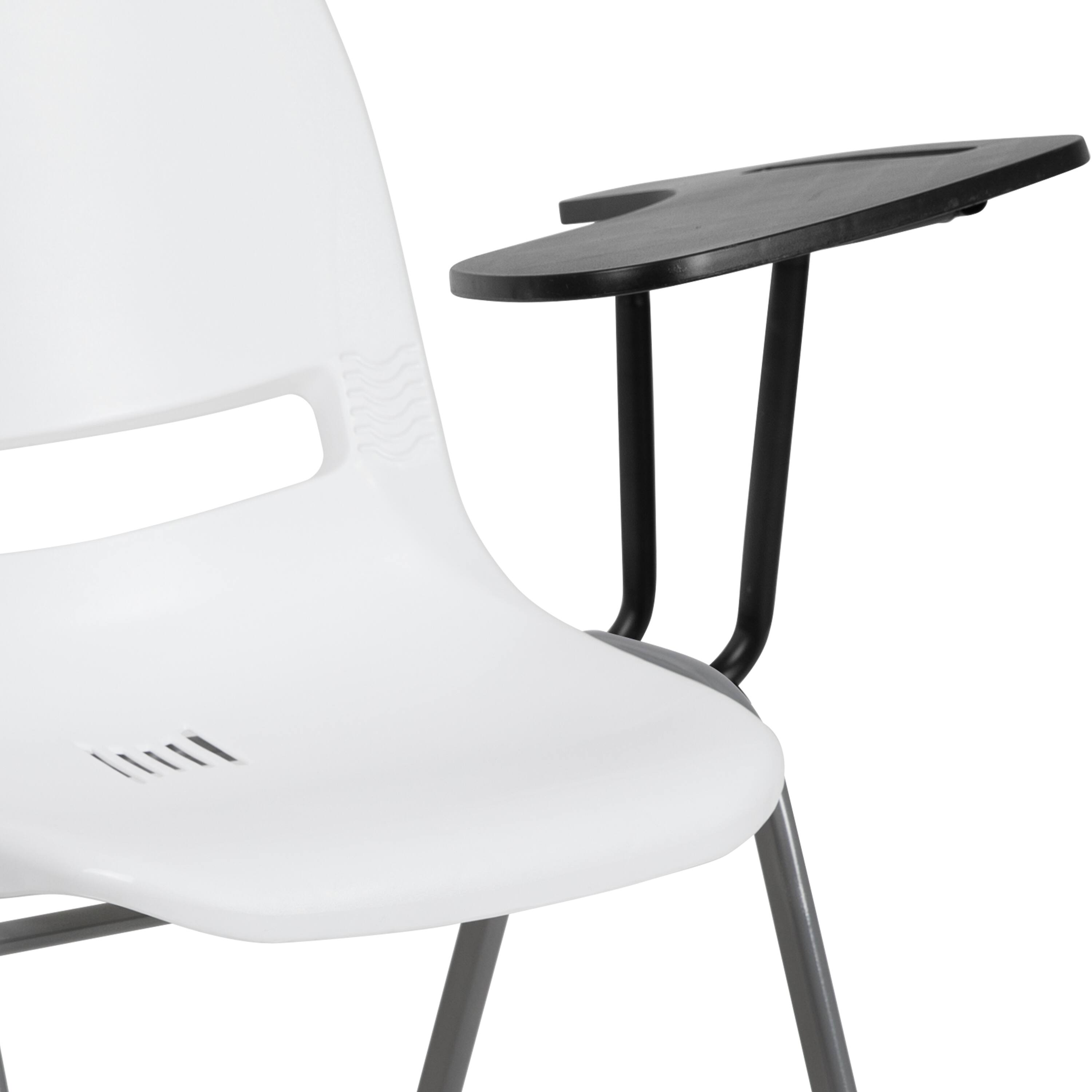 Alt View 10. Emma + Oliver - Ergonomic Shell Chair with Left Handed Flip-Up Tablet - Tablet Arm Desk - White.