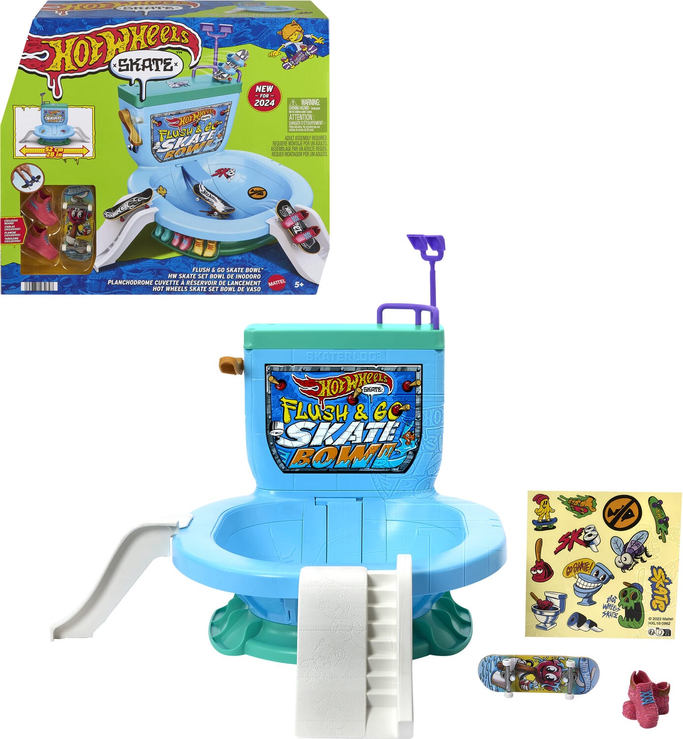 Tony Hawk - Mattel - Hot Wheels Skate Tony Hawk Flush & Go Skate Bowl Fingerboard Set - COLLECTABLES - Multicolor