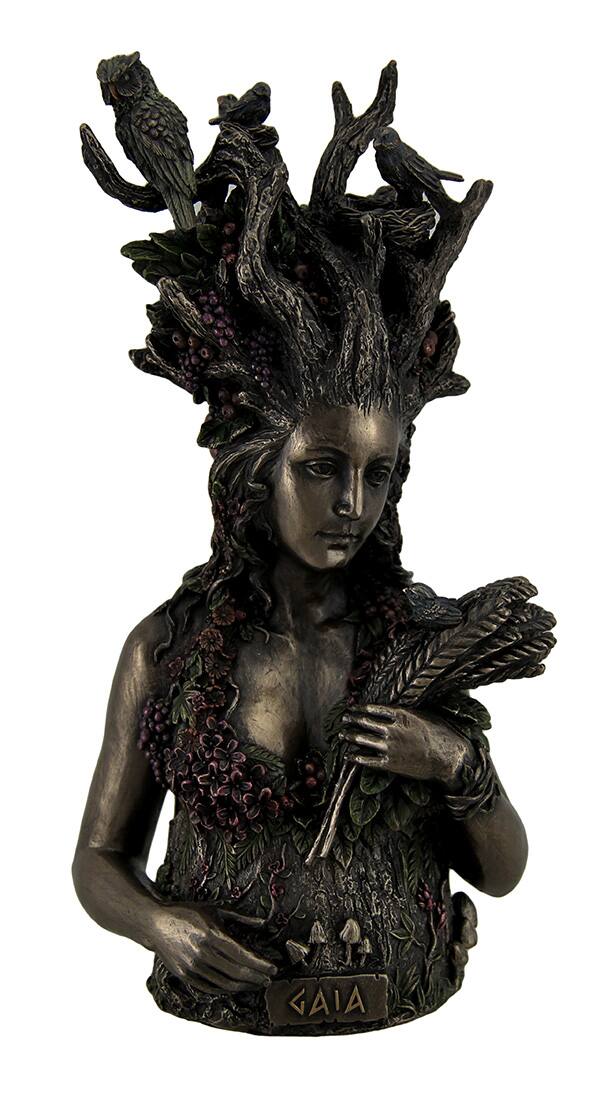 Front. Veronese Design - Statue of Gaia Greek Mother Earth Goddess & Ancestral Mother of All Life - Bronze.