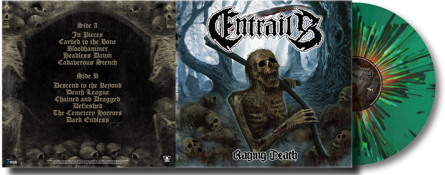 Side A  
In Pieces  
Carved to the Bone  
Bloodhammer  
Headless Dawn  
Cadaverous Stench  

Side B  
Descend to the Beyond  
Death League  
Chained and Dragged  
Defleshed  
The Cemetery Porrors  
Dark Endless  

Raging Death