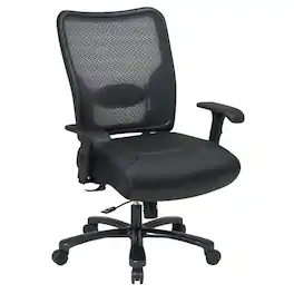 FurniFact - Leather Chair – Low-Back Work Chair for Teachers and Office Use - Black