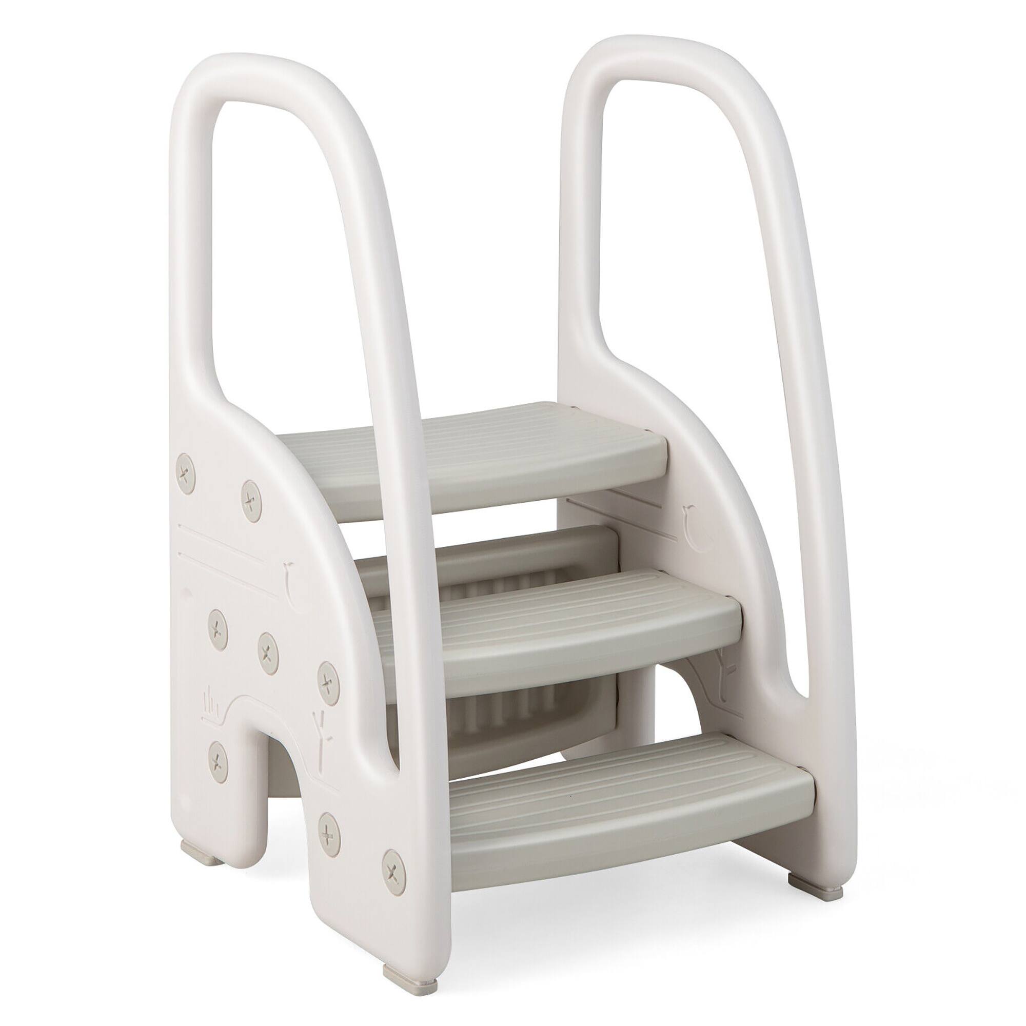 Alt View 9. Gymax - Gymax Three-Step Stool for Toddlers Children Step up Leaning Helper w/Safety Handles Grey - Grey.