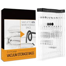 Tooloton - Vacuum Storage Bags 3 Pack, X-Large Space Saver Compression Bags for Bedding, Comforters, Blankets, Clothes and Pillows - Clear