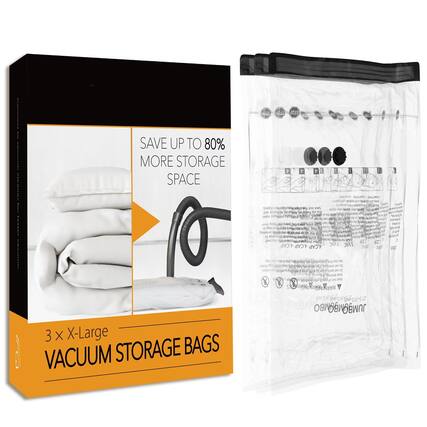 SAVE UP TO 80% MORE STORAGE SPACE
3 x X-Large VACUUM STORAGE BAGS