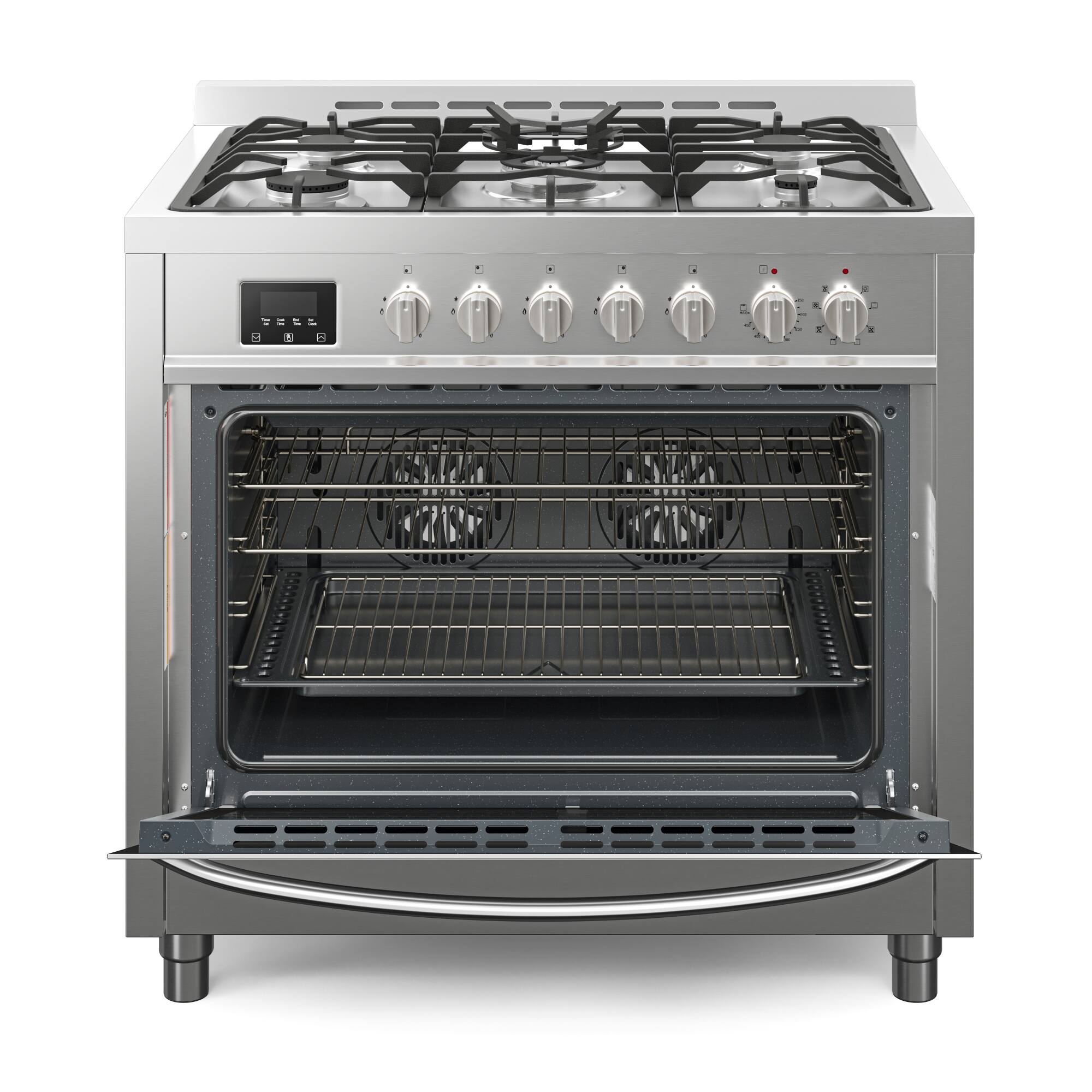Back. Koolmore - 36 Inch Professional Dual Fuel range Stainless Steel with Legs - Stainless Steel.