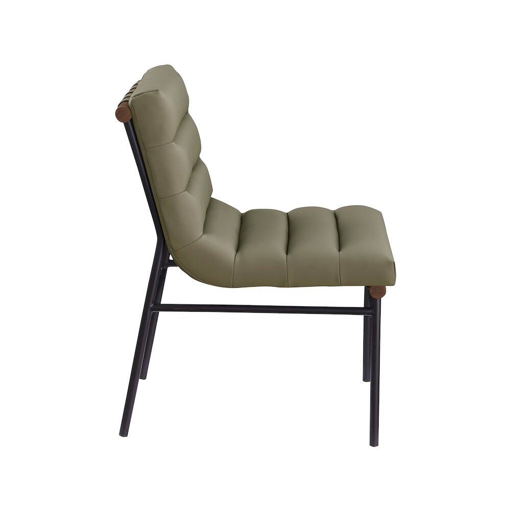 Alt View 2. Meridian Furniture - Burke Olive Vegan Leather Dining Chair, Set of 2 - Green.