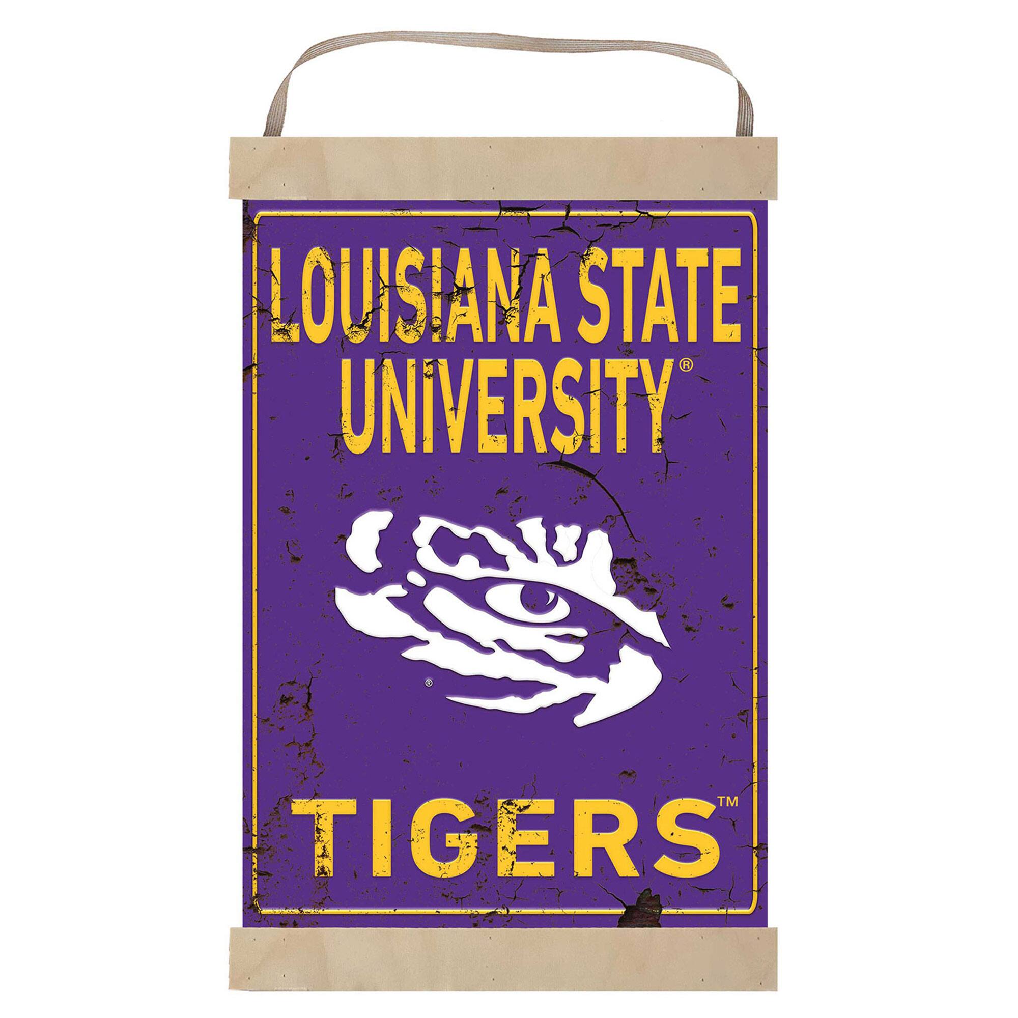LSU Tigers Faux Rust Banner Sign