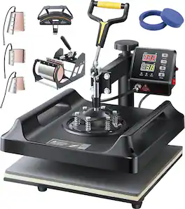 Glintex - 15"x15" 8-in-1 Heat Press Machine, Swing-Away Digital Control, Sublimation for T-Shirts, Hats, Mugs, Plates & Crafts