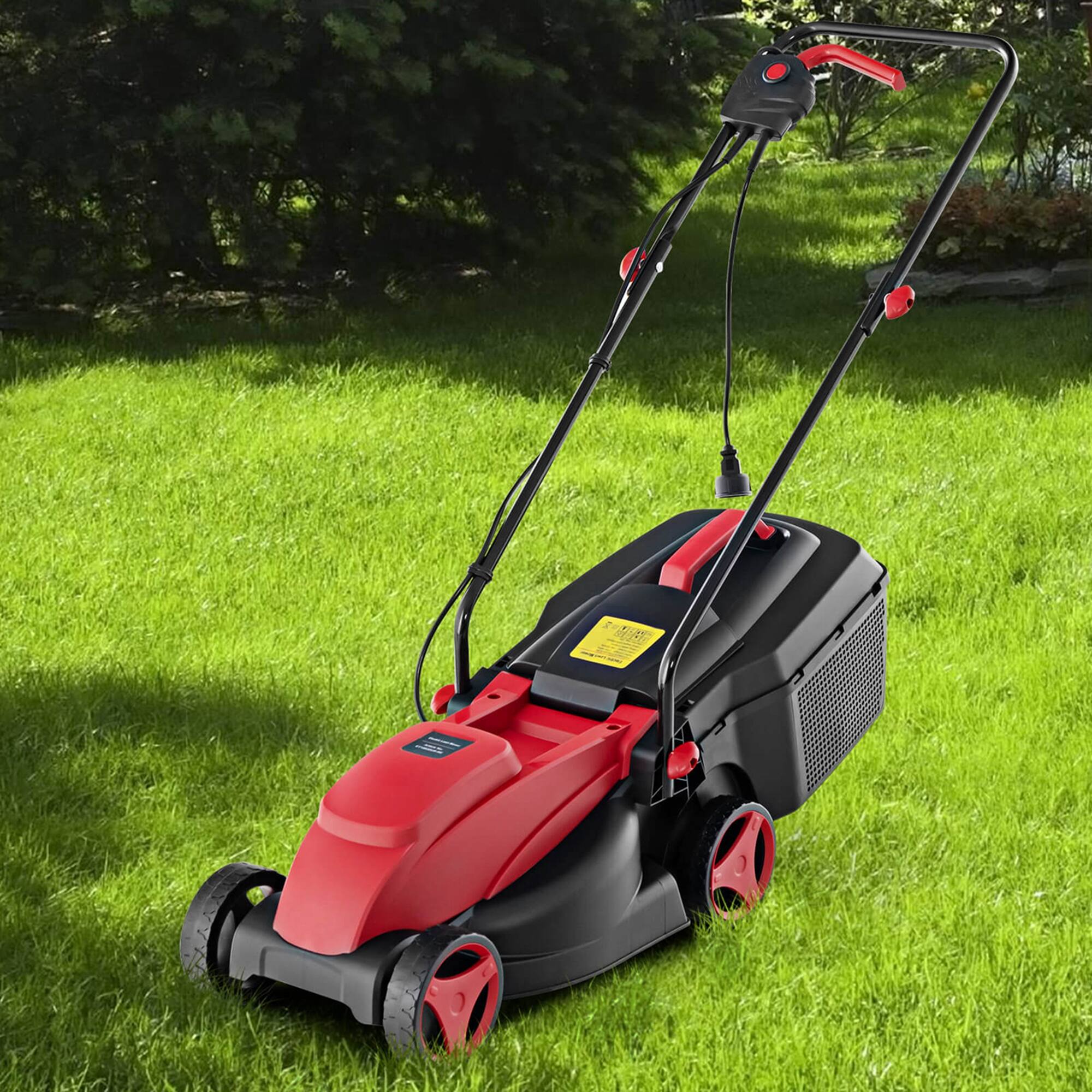 Alt View 3. Costway - Costway Electric Corded Lawn Mower 10-AMP 13-Inch Walk-Behind Lawnmower with Collection Box - Black + Red.