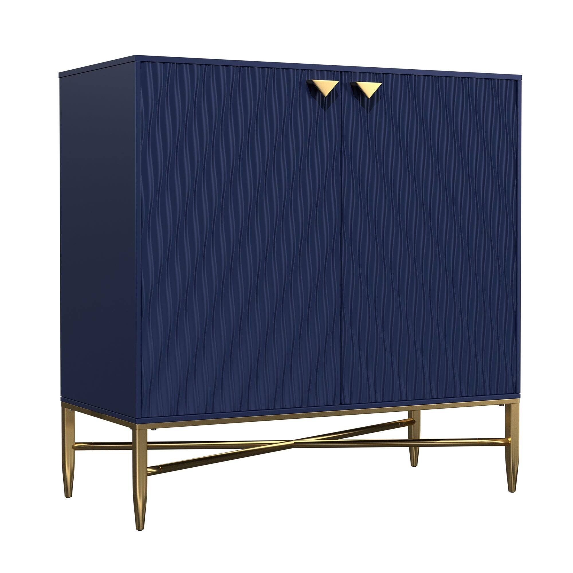 Front. Boyel Living - 2 Door Locker Accent Cabinet - Navy.