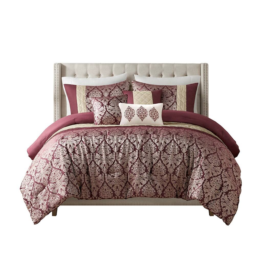 Front. Gracie Mills - Gracie Mills Delilah 6 Piece Jacquard Comforter Set - Plum.