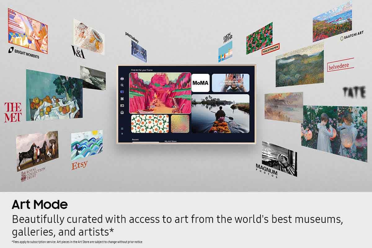 Art Mode is beautifully curated with access to art from the world's best museums, galleries, and artists. Fees apply to the subscription service, and art pieces in the Art Store are subject to change without prior notice.