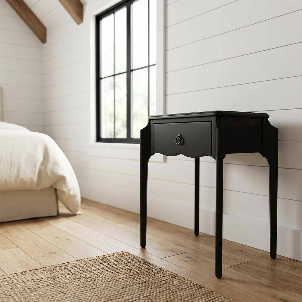 Angle. Starlight Canyon Home - 1-Drawer Nightstand with Distressed Finish - Black.