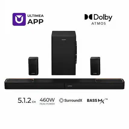 ULTIMEA APP Dolby ATMOS 5.1.2 460W SurroundX BASS MX™ PEAK POWER