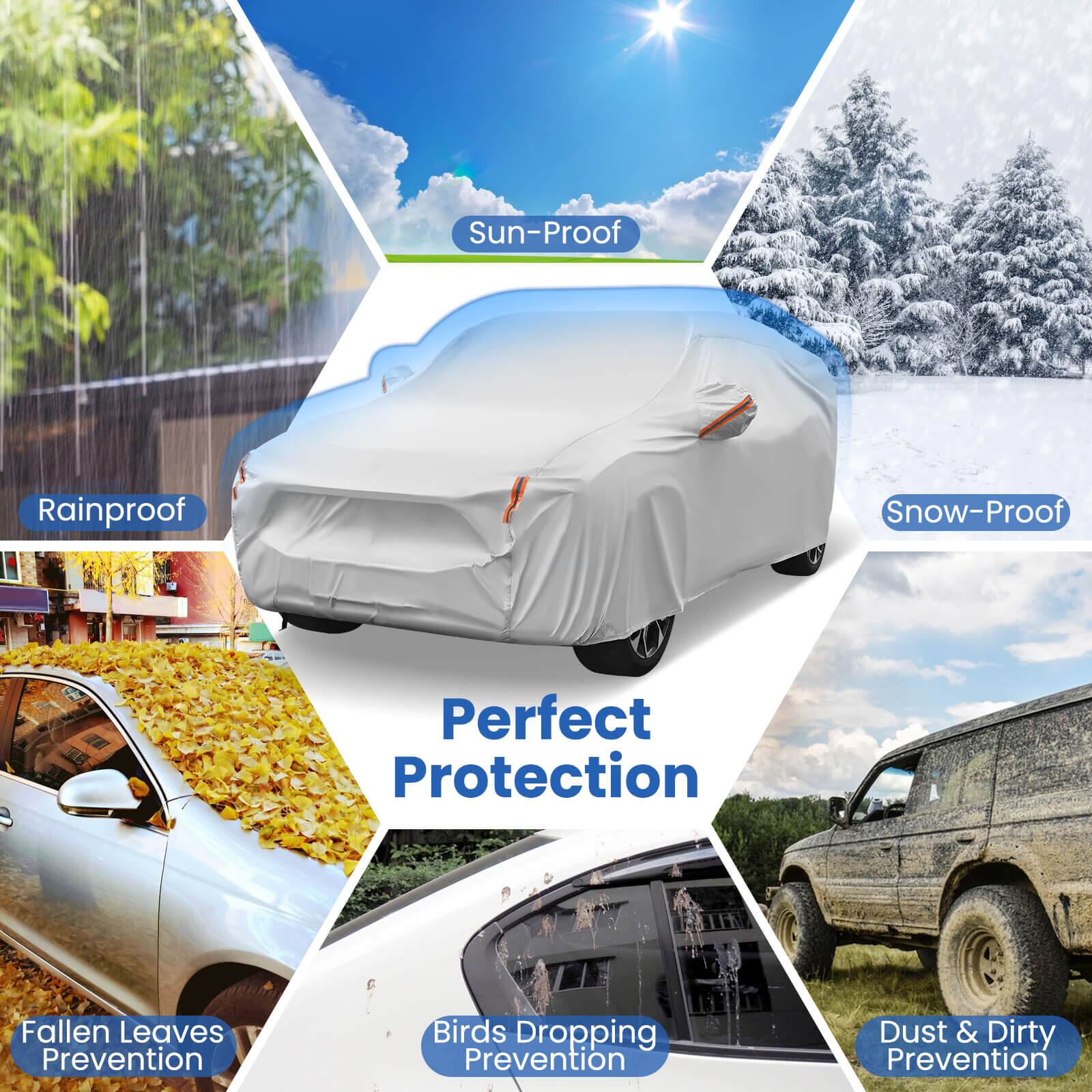 Sun-Proof  
Rainproof  
Snow-Proof  

Perfect Protection  

Fallen Leaves Prevention  
Birds Dropping Prevention  
Dust & Dirty Prevention