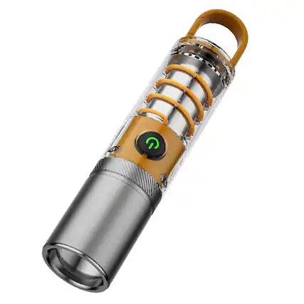 Front. Cluzine - Rechargeable LED Flashlight, Dual Light Source,Camping Lantern for Hiking.
