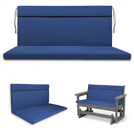 Chateau Abodes - Outdoor Loveseat Glider Cushion, 42” x 48” Waterproof Patio Seat Pad for Bench, Swing & Outdoor Furniture - Navy Blue
