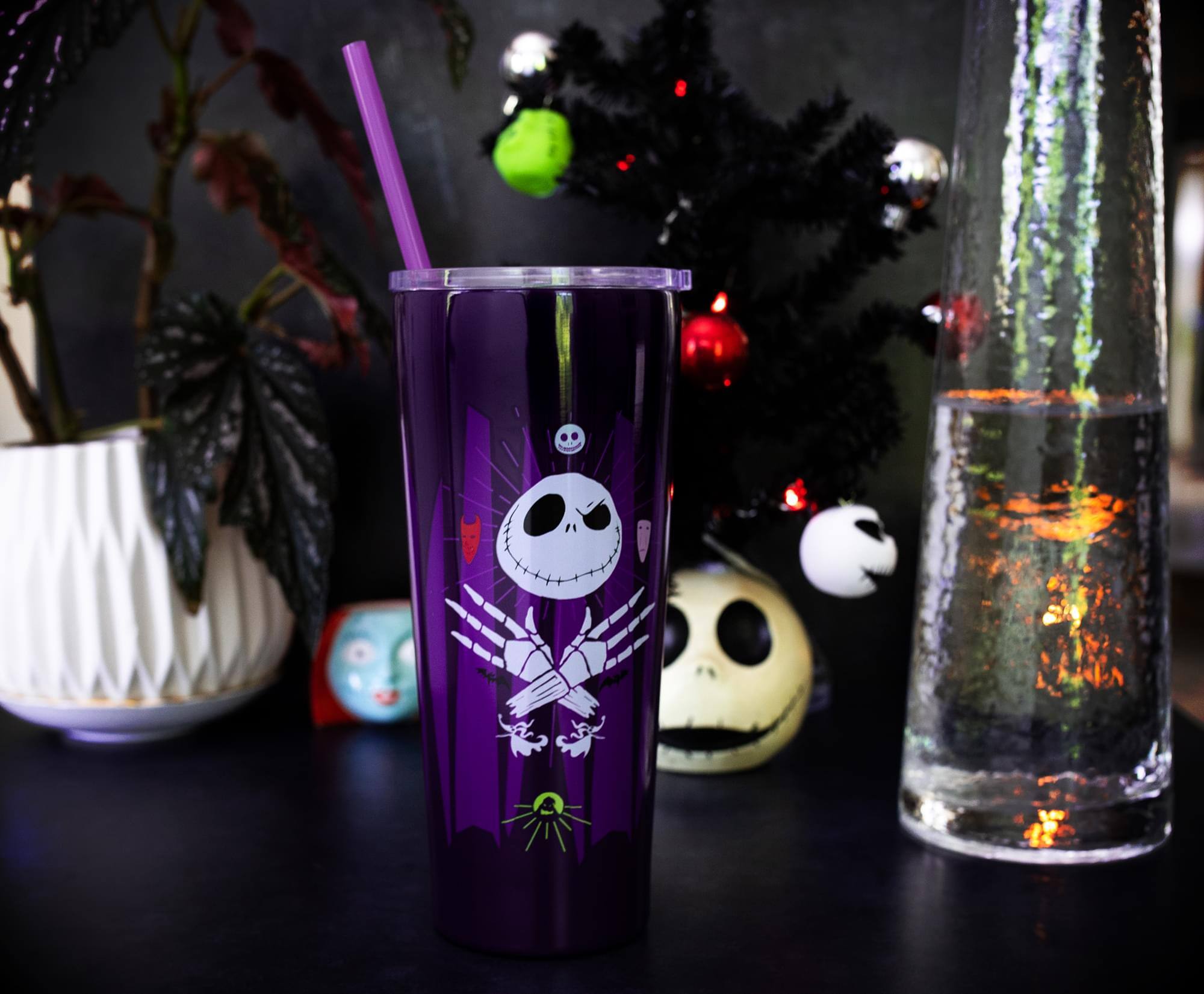 Alt View 1. Disney - Disney The Nightmare Before Christmas Stainless Steel Tumbler | Holds 22 Ounce - Purple.