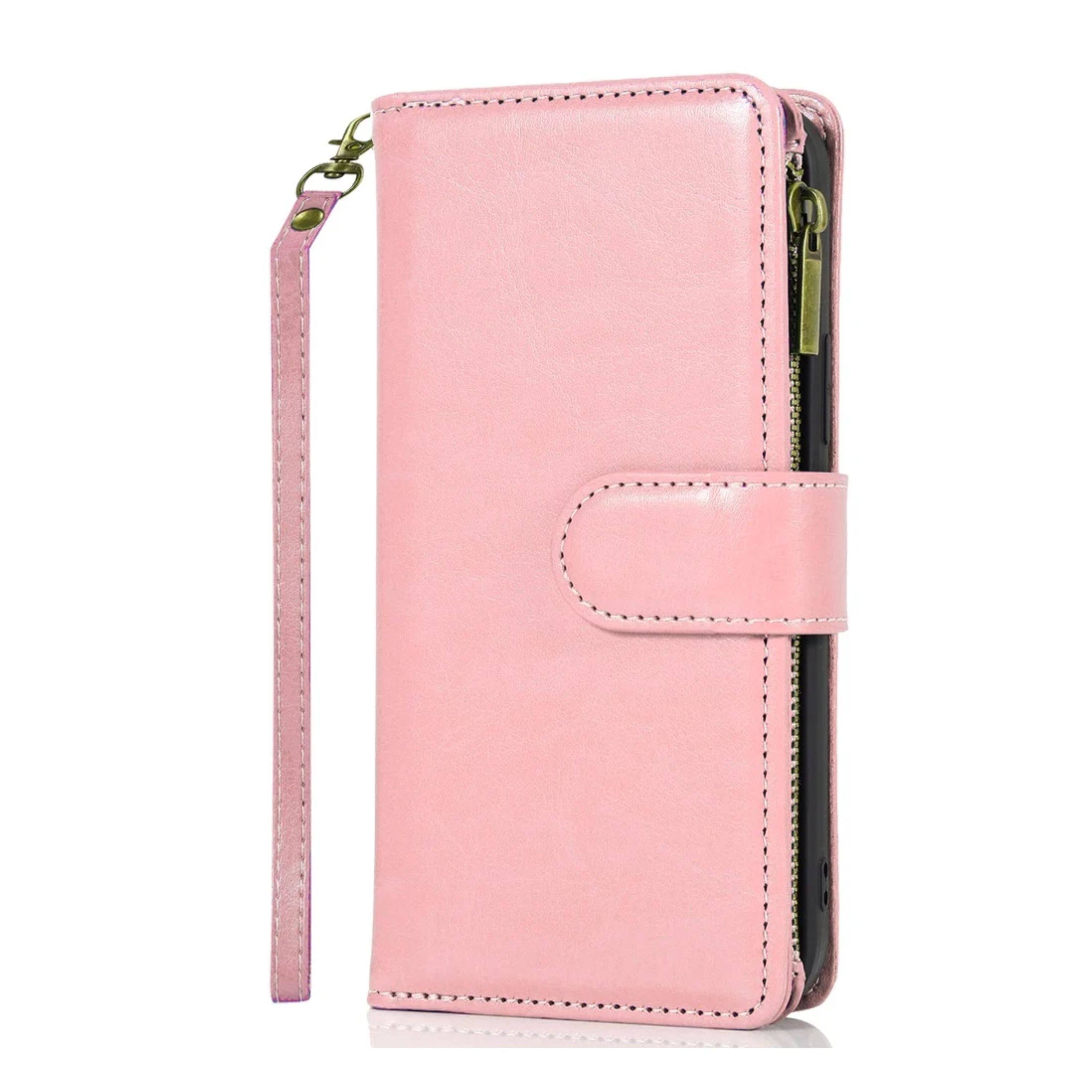 Back. Kitcheniva - PU Leather Wallet Zipper Phone Case With Tempered Glass For Samsung Galaxy S25 Ultra Rose Gold - Rose Gold.