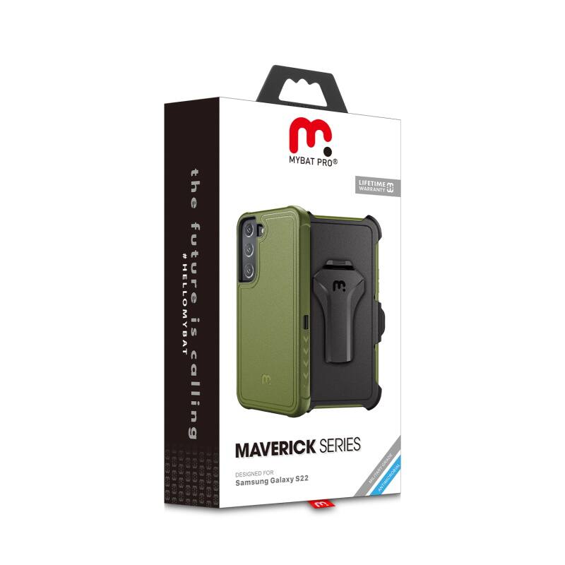m MYBAT PRO LIFETIME WARRANTY the future is calling MAVERICK SERIES DESIGNED FOR Samsung Galaxy S22