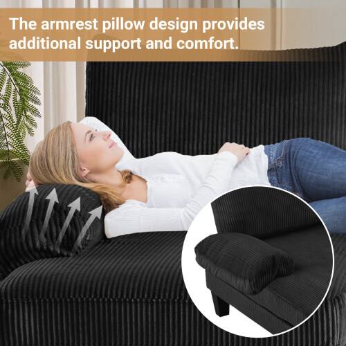 The armrest pillow design provides additional support and comfort.