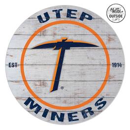 Jardine - UTEP Miners 20'' x 20'' Indoor/Outdoor Weathered Circle Sign - White