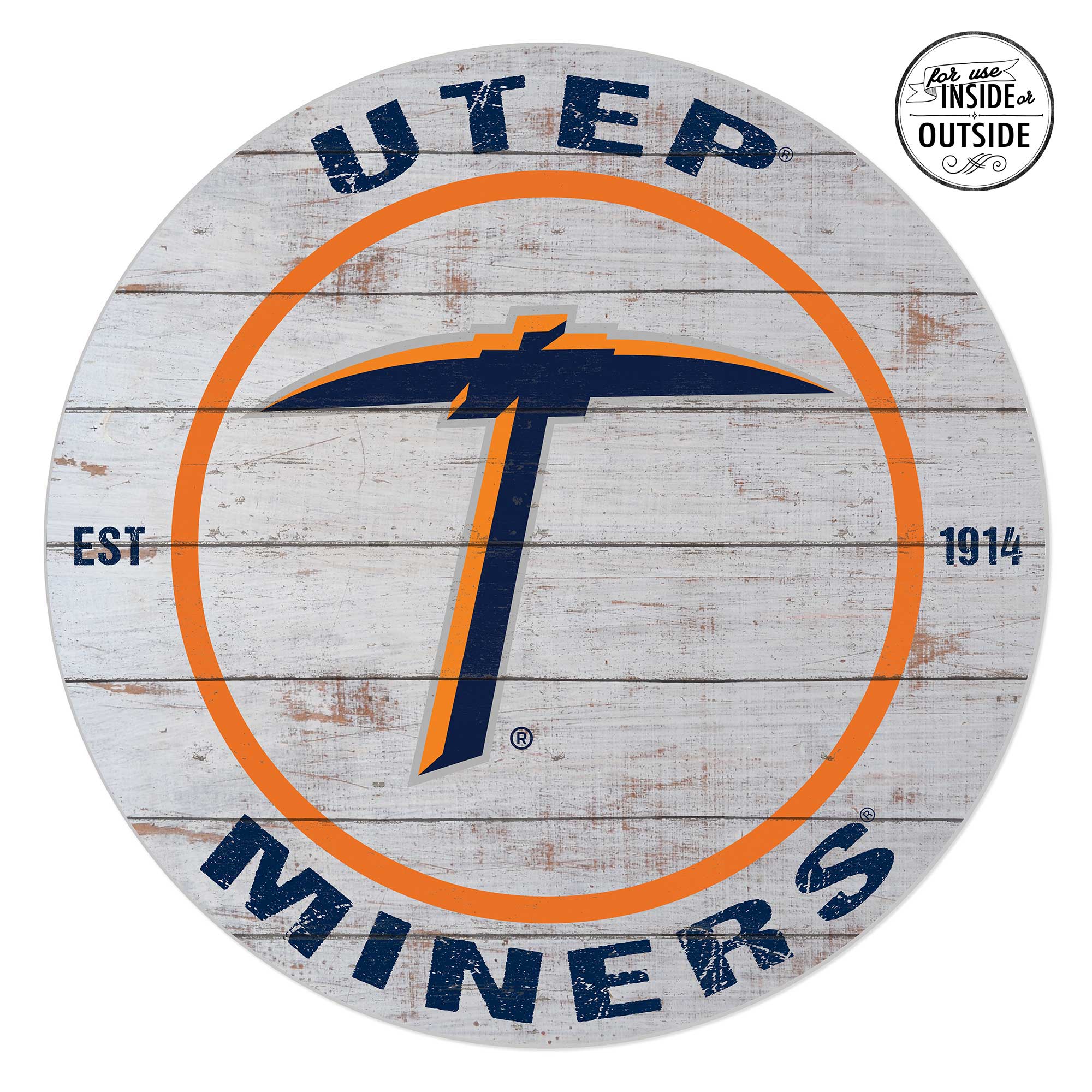 UTEP Miners 20'' x 20'' Indoor/Outdoor Weathered Circle Sign