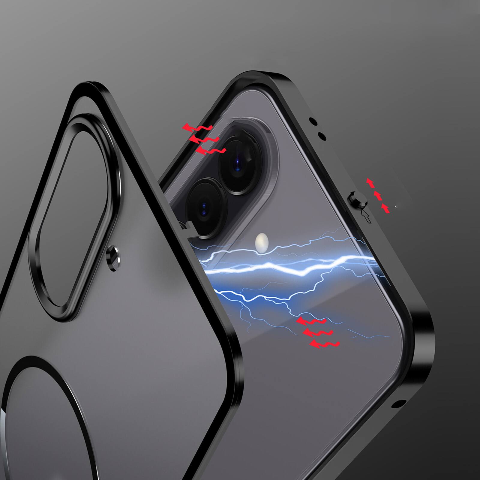 Alt View 6. Dteck - Magnetic Aluminum Bumper Case for Samsung Galaxy A37 5G, Slim Shockproof Translucent Matte Phone Cover with Buckle Lock - Silver.