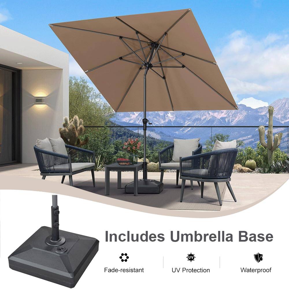 Includes Umbrella Base  
Fade-resistant  
UV Protection  
Waterproof